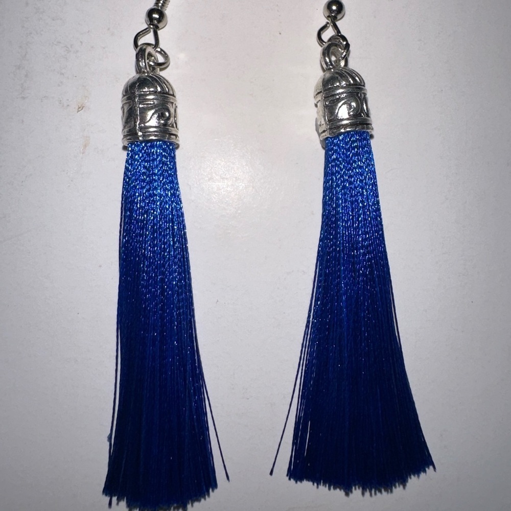 Blue tassel earrings